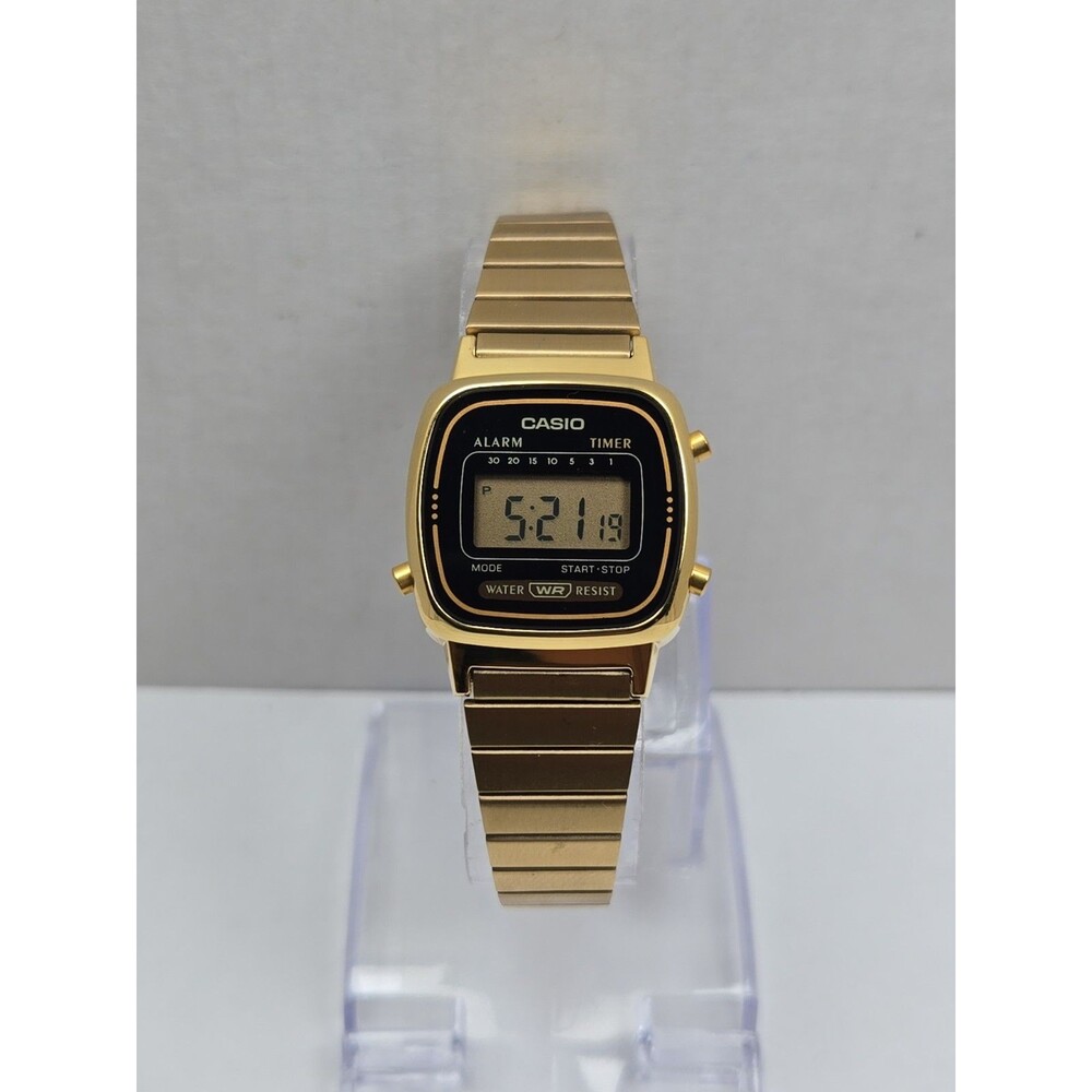 Casio Womens Vintage Gold Black Digital Watch Classic Alarm Timer  New Battery